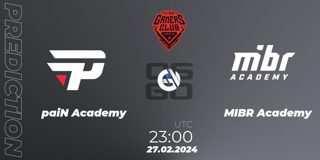 paiN Academy - MIBR Academy: Maç tahminleri. 27.02.2024 at 23:00, Counter-Strike (CS2), Gamers Club Liga Série A: February 2024