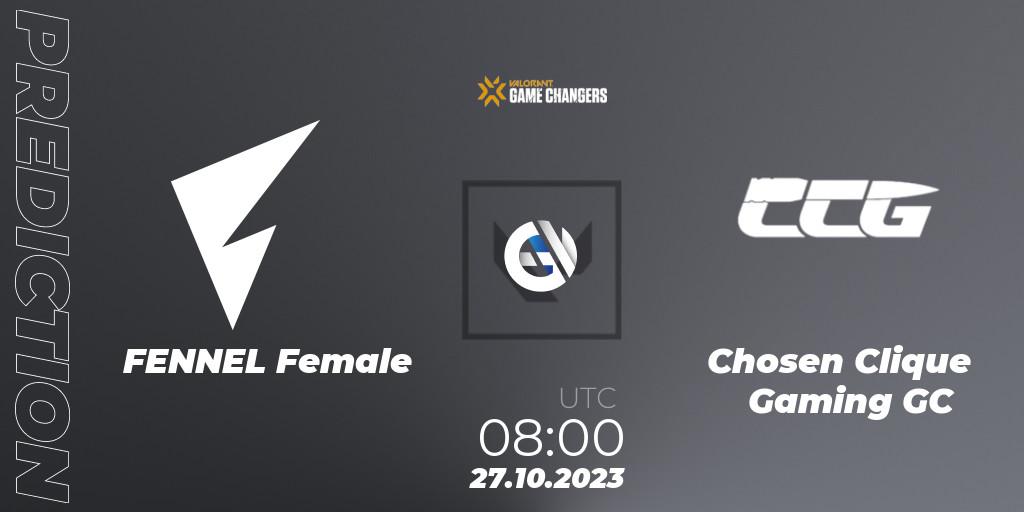 FENNEL Female - Chosen Clique Gaming GC: Maç tahminleri. 27.10.2023 at 09:00, VALORANT, VCT 2023: Game Changers East Asia