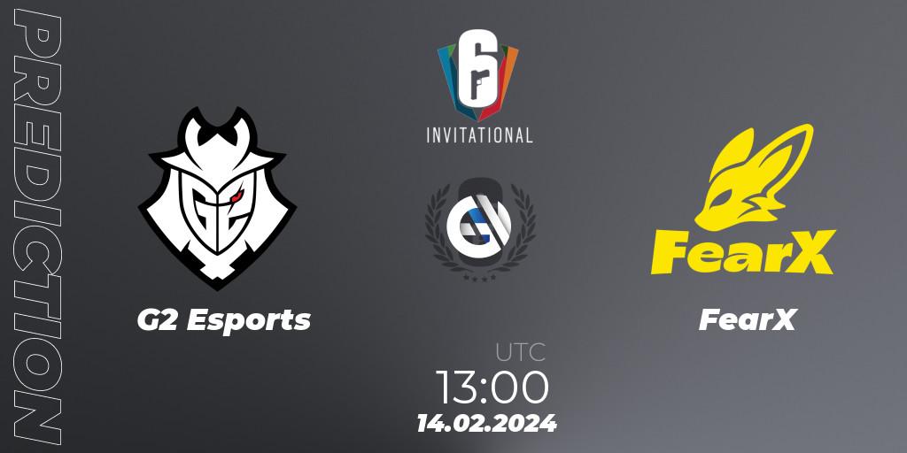 G2 Esports - FearX: Maç tahminleri. 14.02.2024 at 13:00, Rainbow Six, Six Invitational 2024 - Group Stage