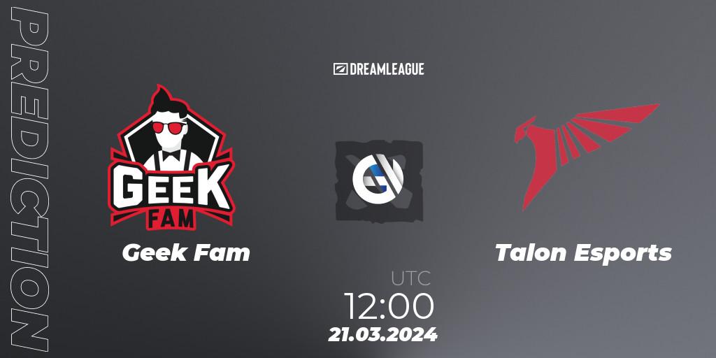 Geek Fam - Talon Esports: Maç tahminleri. 21.03.24, Dota 2, DreamLeague Season 23: Southeast Asia Closed Qualifier