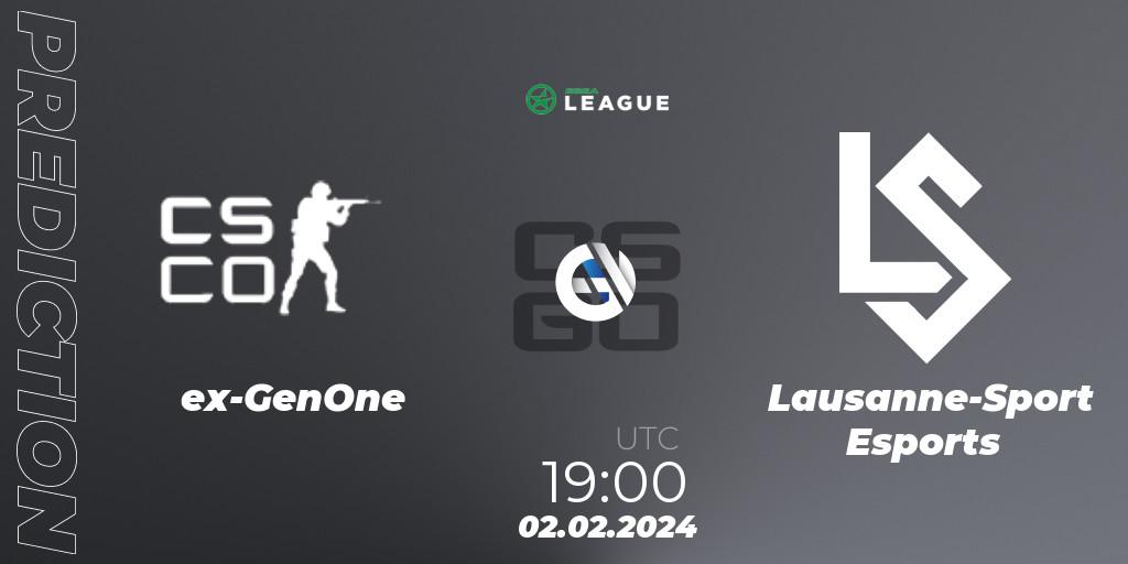 ex-GenOne - Lausanne-Sport Esports: Maç tahminleri. 02.02.2024 at 19:00, Counter-Strike (CS2), ESEA Season 48: Advanced Division - Europe