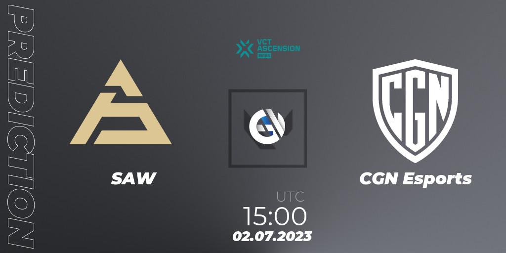 SAW - CGN Esports: Maç tahminleri. 02.07.2023 at 15:00, VALORANT, VALORANT Challengers Ascension 2023: EMEA - Group Stage