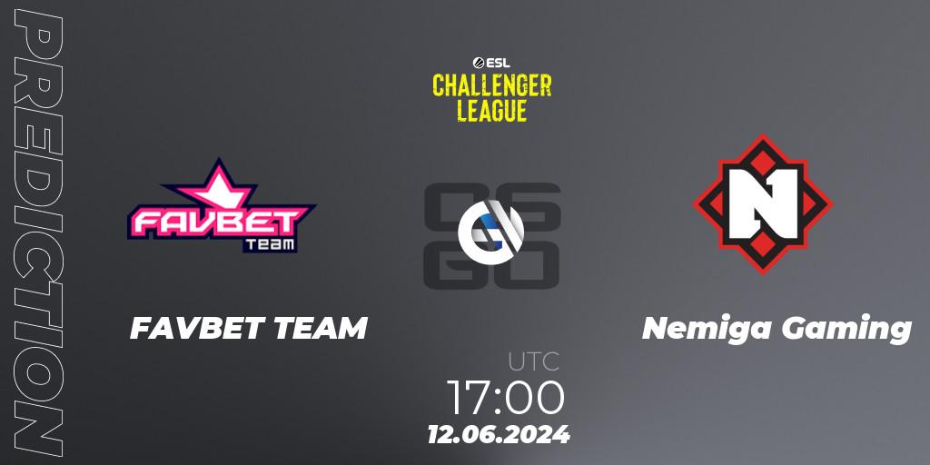 FAVBET TEAM - Nemiga Gaming: Maç tahminleri. 12.06.2024 at 17:00, Counter-Strike (CS2), ESL Challenger League Season 47 Relegation: Europe