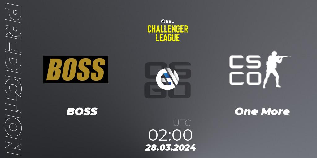 BOSS - One More: Maç tahminleri. 28.03.2024 at 02:00, Counter-Strike (CS2), ESL Challenger League Season 47: North America