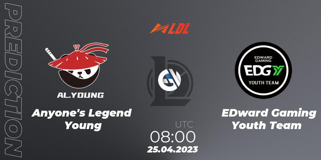 Anyone's Legend Young - EDward Gaming Youth Team: Maç tahminleri. 25.04.2023 at 09:00, LoL, LDL 2023 - Regular Season - Stage 2