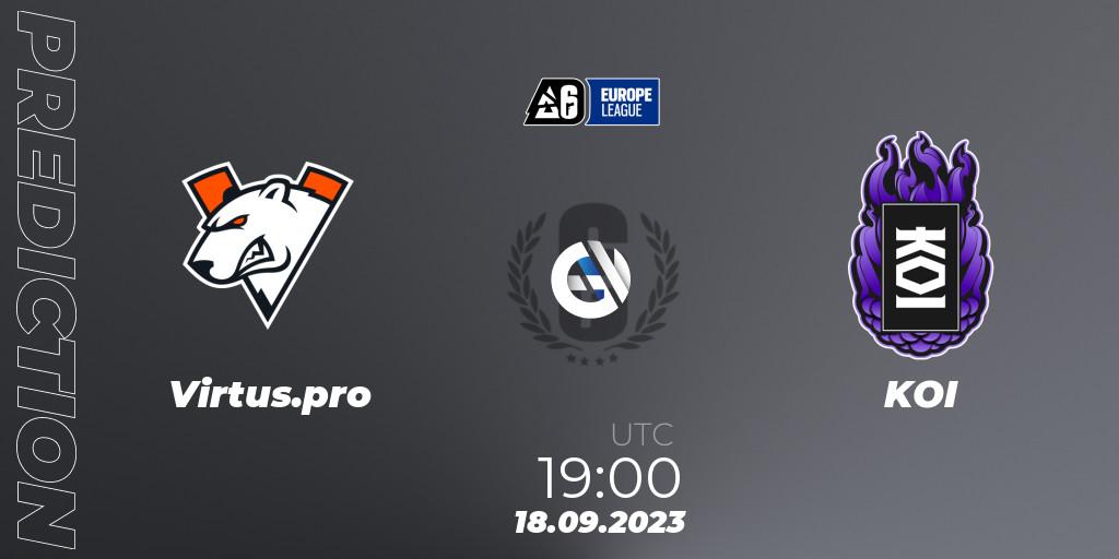 Virtus.pro - KOI: Maç tahminleri. 18.09.2023 at 19:00, Rainbow Six, Europe League 2023 - Stage 2