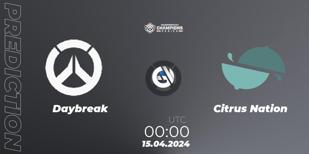 Daybreak - Citrus Nation: Maç tahminleri. 15.04.2024 at 00:00, Overwatch, Overwatch Champions Series 2024 - North America Stage 2 Group Stage