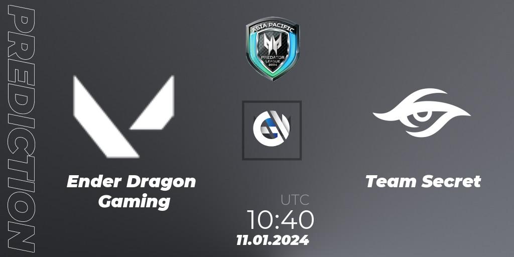 Ender Dragon Gaming - Team Secret: Maç tahminleri. 11.01.2024 at 10:40, VALORANT, Asia Pacific Predator League 2024