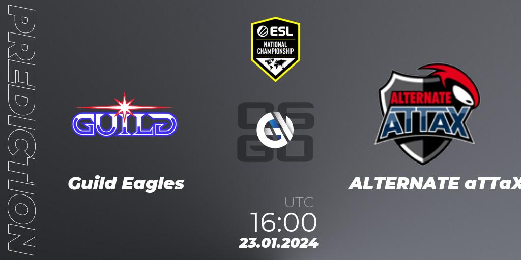 Guild Eagles - ALTERNATE aTTaX: Maç tahminleri. 23.01.2024 at 16:00, Counter-Strike (CS2), ESL Pro League Season 19 NC Europe Qualifier