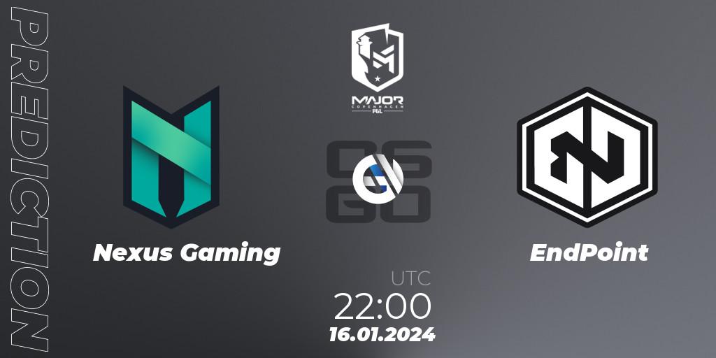 Nexus Gaming - EndPoint: Maç tahminleri. 16.01.2024 at 22:00, Counter-Strike (CS2), PGL CS2 Major Copenhagen 2024 Europe RMR Open Qualifier 4