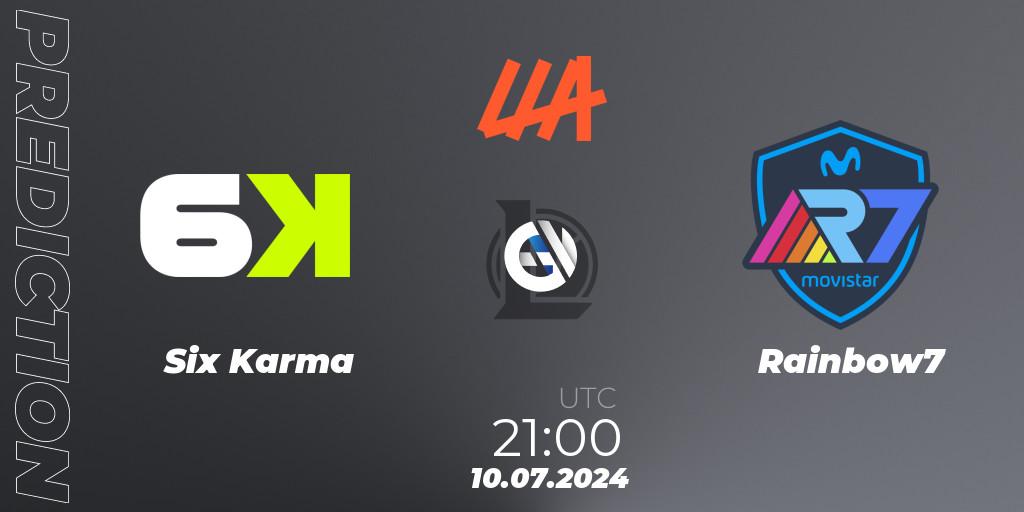 Six Karma - Rainbow7: Maç tahminleri. 10.07.2024 at 21:00, LoL, LLA Closing 2024 - Group Stage