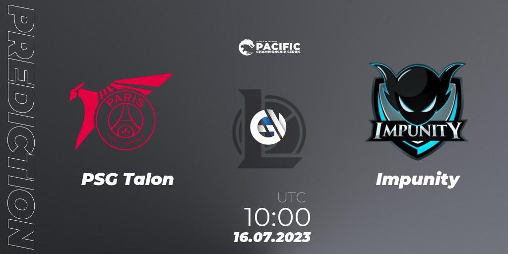 PSG Talon - Impunity: Maç tahminleri. 16.07.2023 at 10:00, LoL, PACIFIC Championship series Group Stage