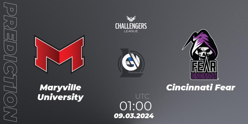 Maryville University - Cincinnati Fear: Maç tahminleri. 09.03.24, LoL, NACL 2024 Spring - Group Stage