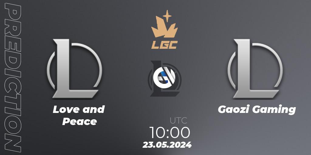 Love and Peace - Gaozi Gaming: Maç tahminleri. 23.05.2024 at 10:00, LoL, Legend Cup 2024