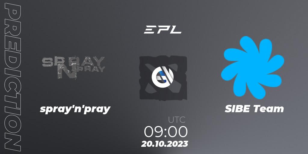 spray'n'pray - SIBE Team: Maç tahminleri. 20.10.2023 at 09:00, Dota 2, European Pro League Season 13