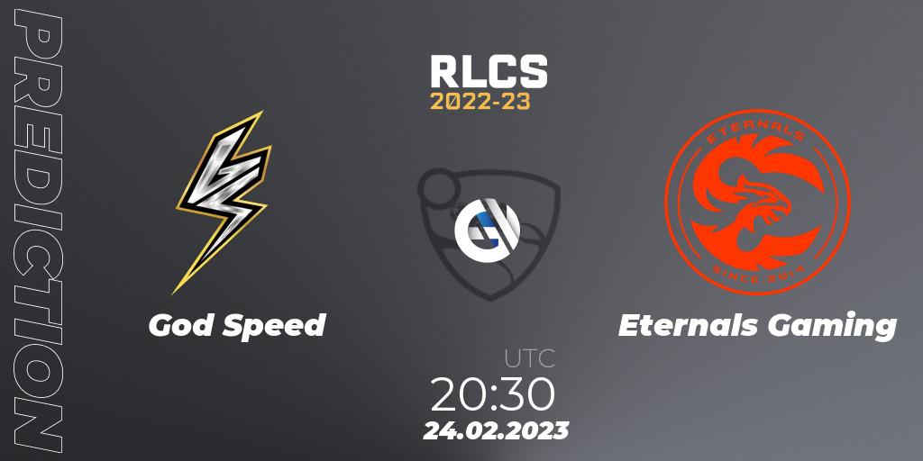 God Speed - Eternals Gaming: Maç tahminleri. 24.02.2023 at 20:30, Rocket League, RLCS 2022-23 - Winter: South America Regional 3 - Winter Invitational