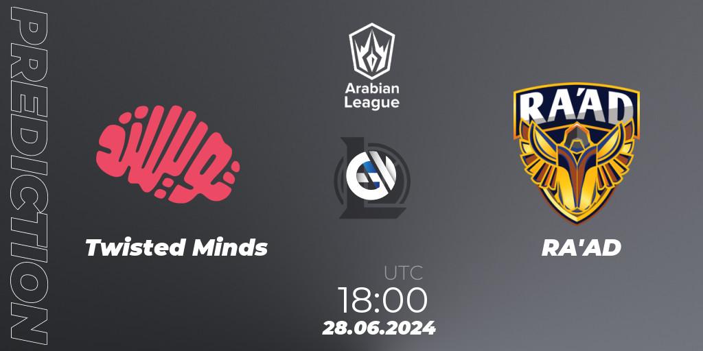 Twisted Minds - RA'AD: Maç tahminleri. 27.06.2024 at 19:00, LoL, Arabian League Summer 2024
