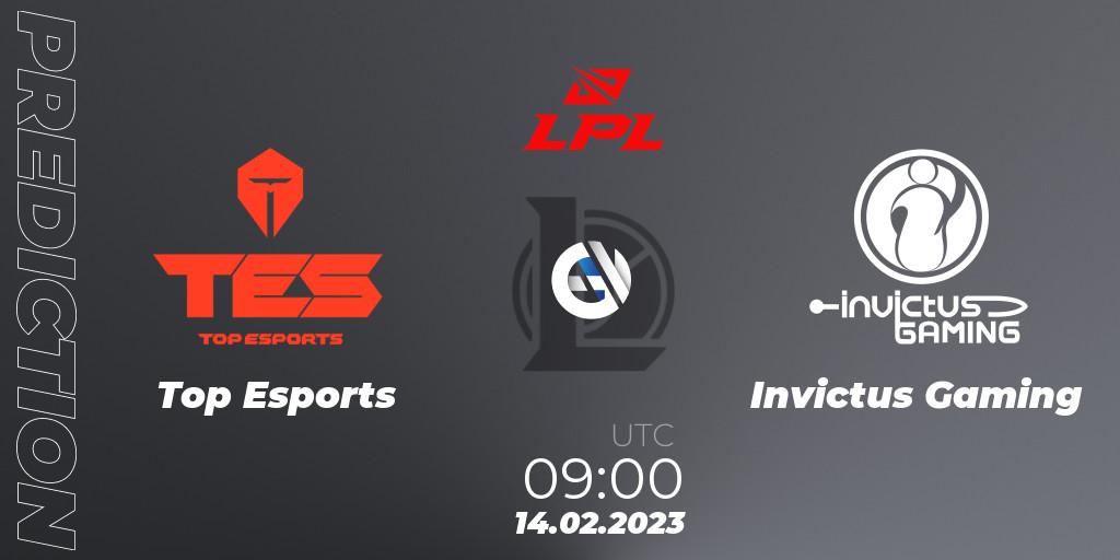 Top Esports - Invictus Gaming: Maç tahminleri. 14.02.23, LoL, LPL Spring 2023 - Group Stage