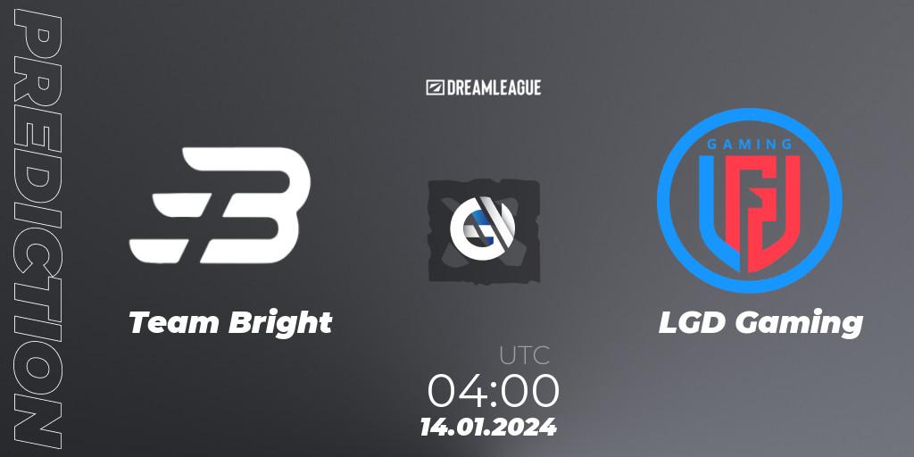 Team Bright - LGD Gaming: Maç tahminleri. 14.01.24, Dota 2, DreamLeague Season 22: China Closed Qualifier
