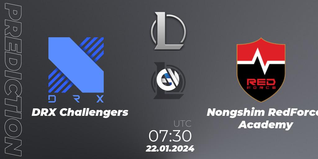 DRX Challengers - Nongshim RedForce Academy: Maç tahminleri. 22.01.2024 at 07:30, LoL, LCK Challengers League 2024 Spring - Group Stage
