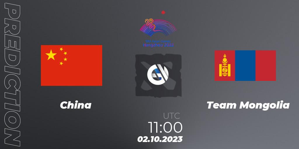 China - Team Mongolia: Maç tahminleri. 02.10.23, Dota 2, 2022 Asian Games