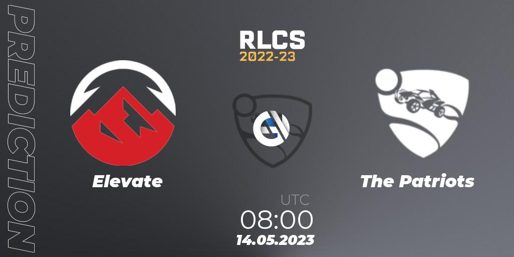Elevate - The Patriots: Maç tahminleri. 14.05.2023 at 08:00, Rocket League, RLCS 2022-23 - Spring: Asia-Pacific Regional 1 - Spring Open