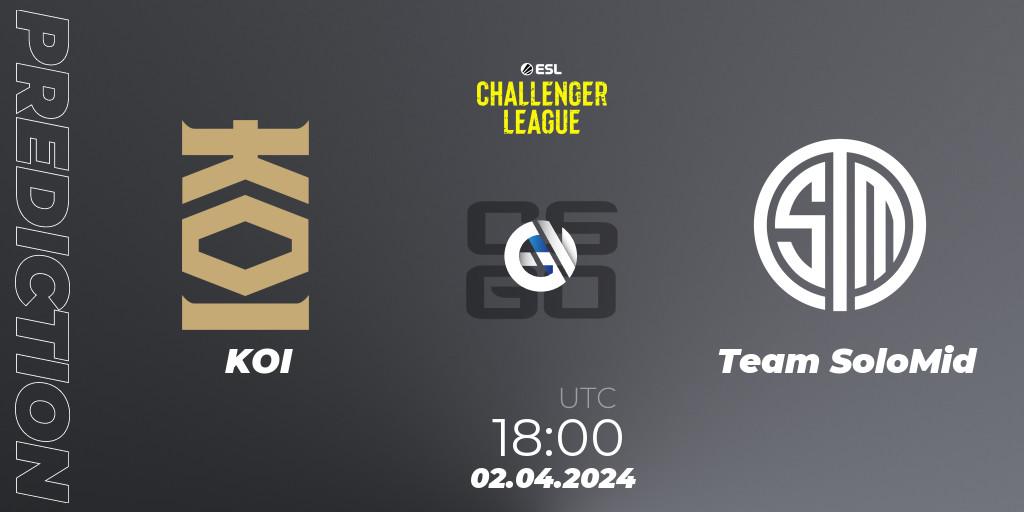 KOI - Team SoloMid: Maç tahminleri. 02.04.2024 at 18:00, Counter-Strike (CS2), ESL Challenger League Season 47: Europe