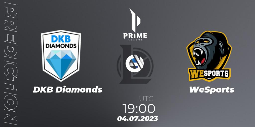 DKB Diamonds - WeSports: Maç tahminleri. 04.07.2023 at 19:00, LoL, Prime League 2nd Division Summer 2023