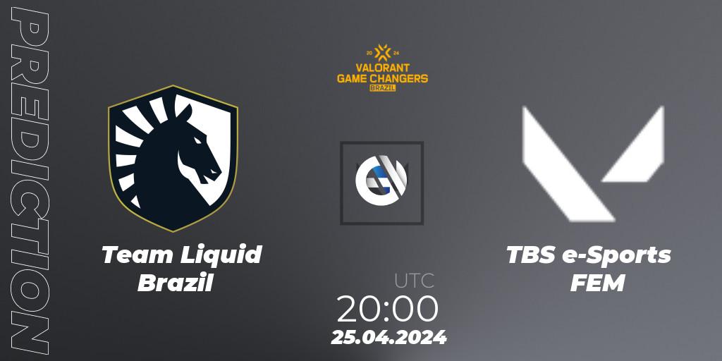 Team Liquid Brazil - TBS e-Sports FEM: Maç tahminleri. 25.04.2024 at 20:00, VALORANT, VCT 2024: Game Changers Brazil Series 1
