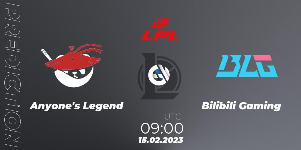 Anyone's Legend - Bilibili Gaming: Maç tahminleri. 15.02.23, LoL, LPL Spring 2023 - Group Stage