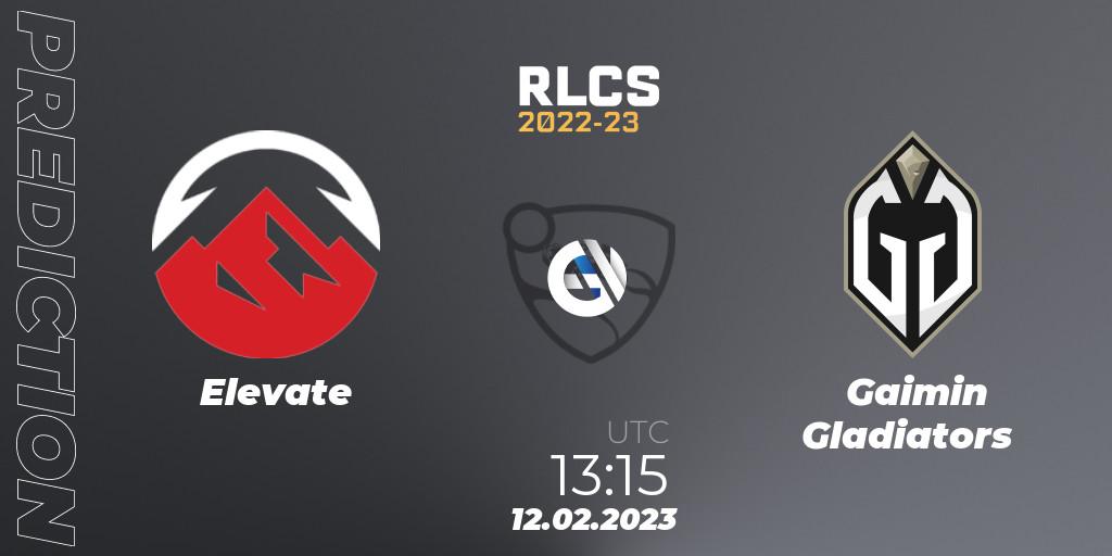 Elevate - Gaimin Gladiators: Maç tahminleri. 12.02.2023 at 13:15, Rocket League, RLCS 2022-23 - Winter: Asia-Pacific Regional 2 - Winter Cup