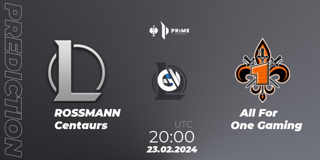 ROSSMANN Centaurs - All For One Gaming: Maç tahminleri. 23.02.2024 at 20:00, LoL, Prime League 2nd Division