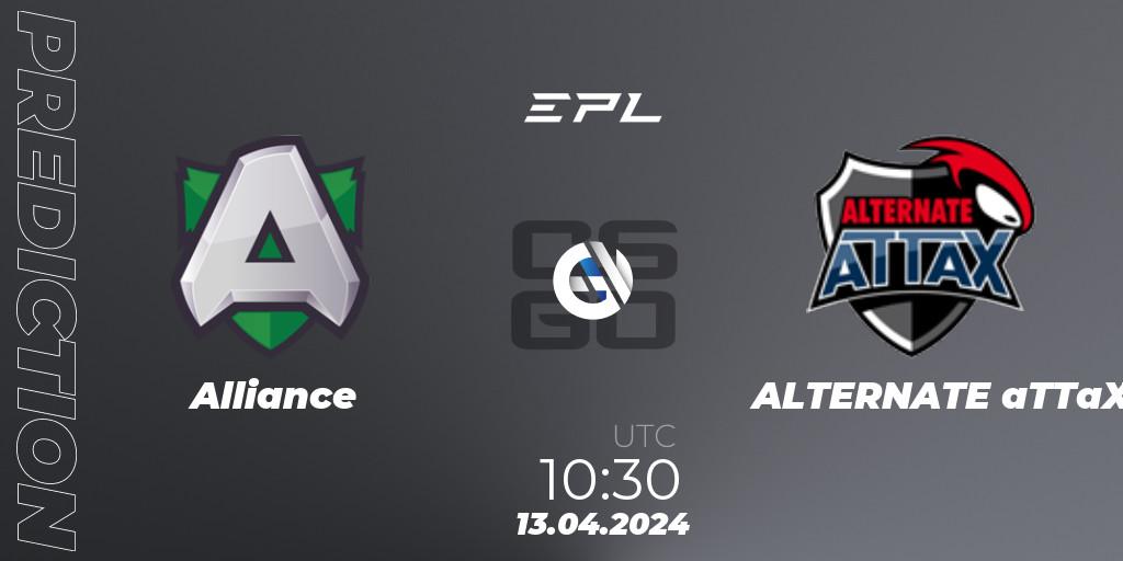 Alliance - ALTERNATE aTTaX: Maç tahminleri. 13.04.2024 at 10:30, Counter-Strike (CS2), European Pro League Season 15