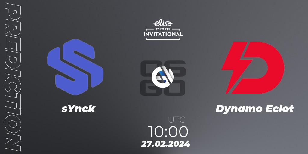 sYnck - Dynamo Eclot: Maç tahminleri. 27.02.2024 at 10:00, Counter-Strike (CS2), Elisa Invitational Spring 2024 Contenders