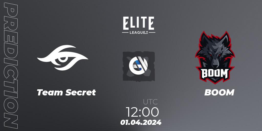 Team Secret - BOOM: Maç tahminleri. 01.04.24, Dota 2, Elite League: Swiss Stage