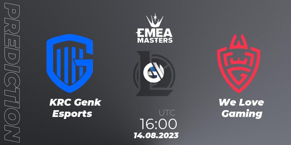 KRC Genk Esports - We Love Gaming: Maç tahminleri. 14.08.2023 at 16:15, LoL, EMEA Masters Summer 2023