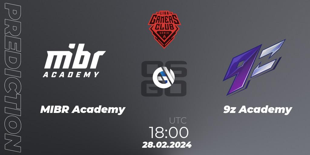 MIBR Academy - 9z Academy: Maç tahminleri. 28.02.24, CS2 (CS:GO), Gamers Club Liga Série A: February 2024