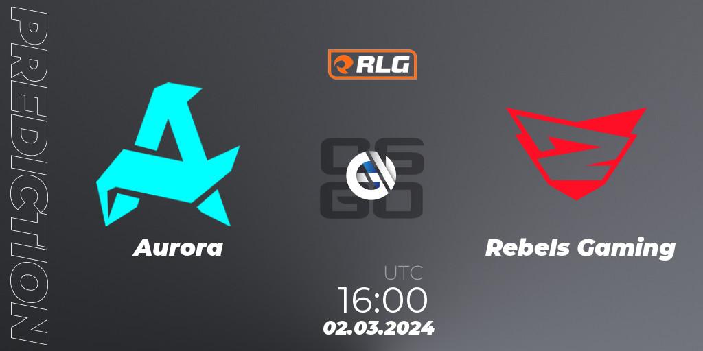 Aurora - Rebels Gaming: Maç tahminleri. 02.03.2024 at 16:00, Counter-Strike (CS2), RES European Series #1