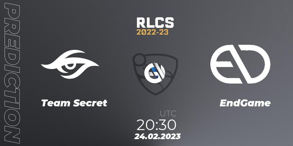 Team Secret - EndGame: Maç tahminleri. 24.02.2023 at 20:30, Rocket League, RLCS 2022-23 - Winter: South America Regional 3 - Winter Invitational