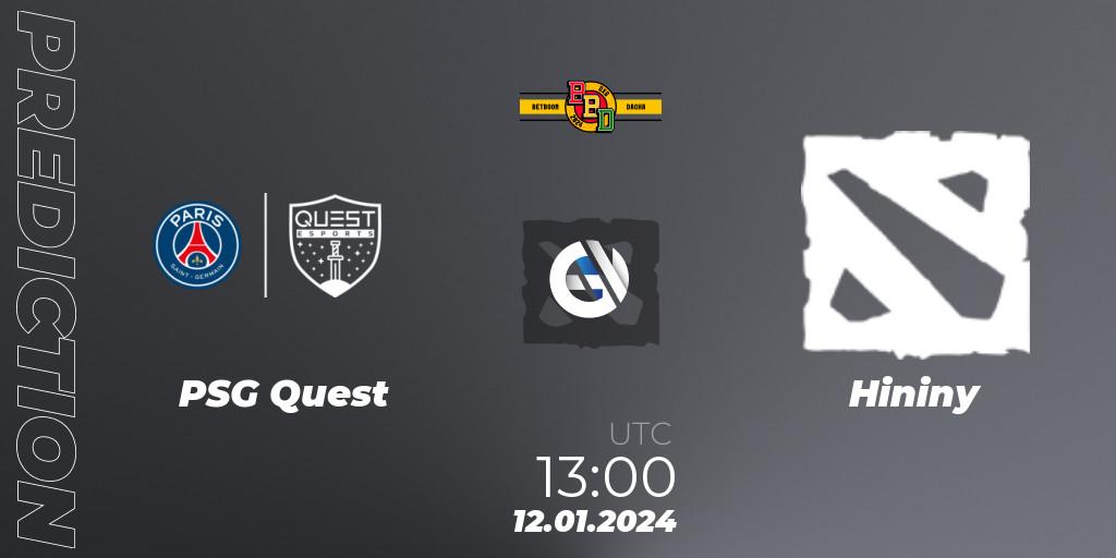 PSG Quest - Hininy: Maç tahminleri. 12.01.24, Dota 2, BetBoom Dacha Dubai 2024: MENA Closed Qualifier
