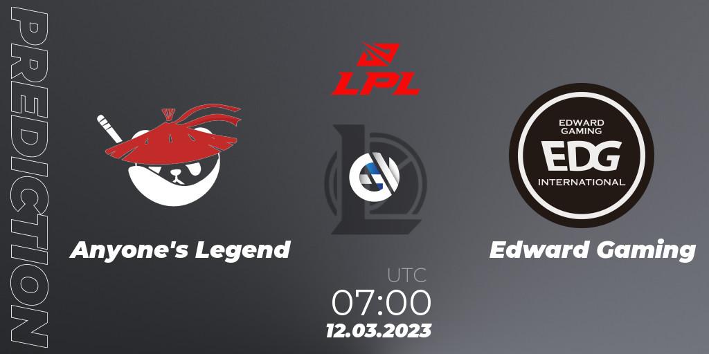 Anyone's Legend - Edward Gaming: Maç tahminleri. 12.03.23, LoL, LPL Spring 2023 - Group Stage