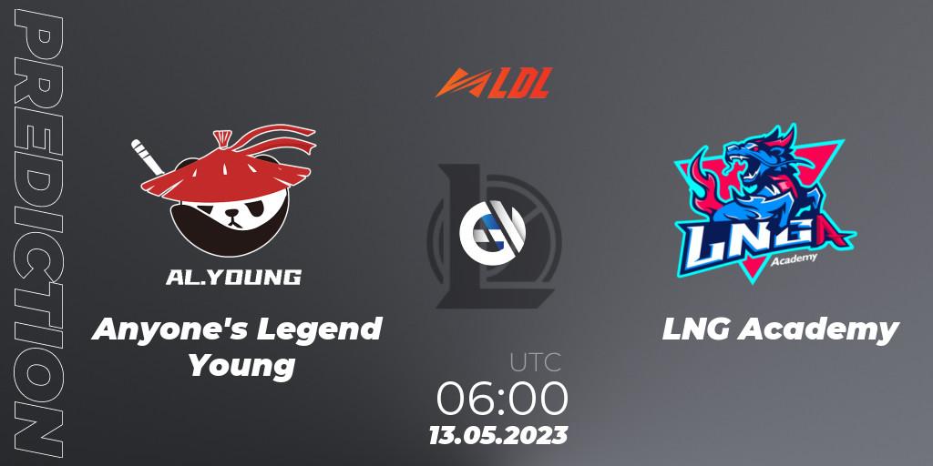 Anyone's Legend Young - LNG Academy: Maç tahminleri. 13.05.2023 at 06:00, LoL, LDL 2023 - Regular Season - Stage 2