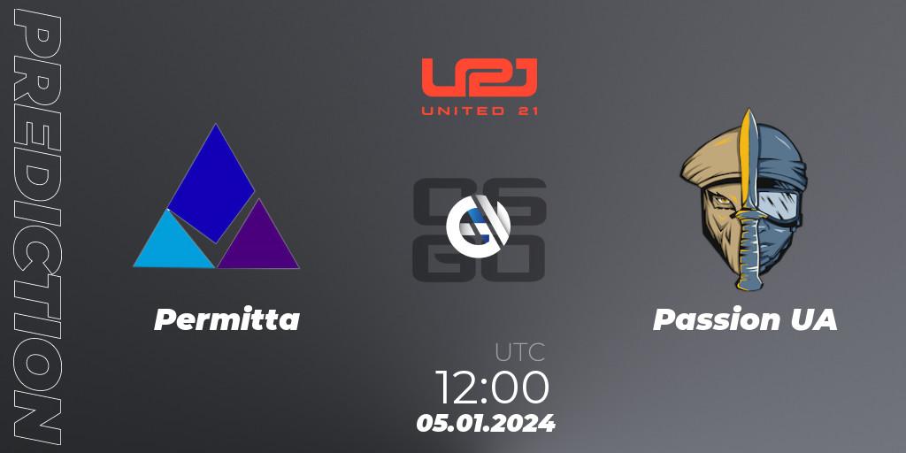 Permitta - Passion UA: Maç tahminleri. 05.01.2024 at 12:00, Counter-Strike (CS2), United21 Season 10