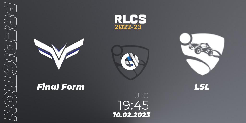 Final Form - LSL: Maç tahminleri. 10.02.2023 at 19:45, Rocket League, RLCS 2022-23 - Winter: South America Regional 2 - Winter Cup