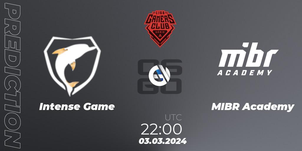 Intense Game - MIBR Academy: Maç tahminleri. 03.03.2024 at 22:00, Counter-Strike (CS2), Gamers Club Liga Série A: February 2024
