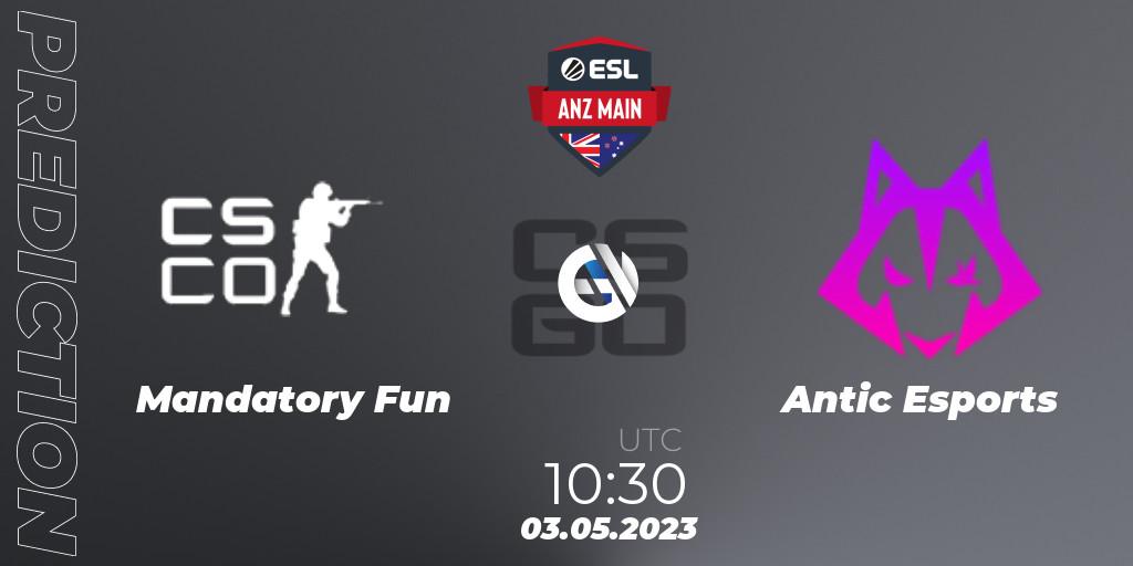 Mandatory Fun - Antic Esports: Maç tahminleri. 03.05.2023 at 10:30, Counter-Strike (CS2), ESL ANZ Main Season 16