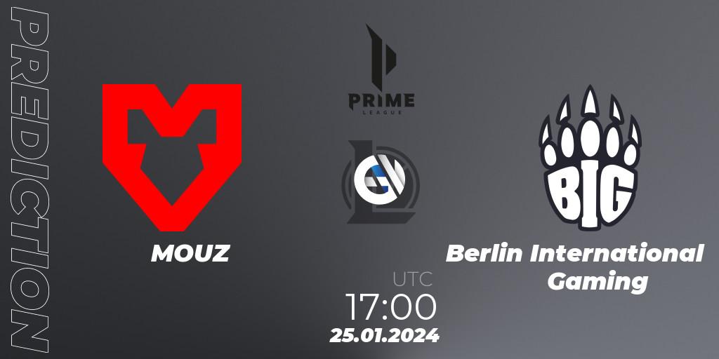 MOUZ - Berlin International Gaming: Maç tahminleri. 25.01.2024 at 17:00, LoL, Prime League Spring 2024 - Group Stage