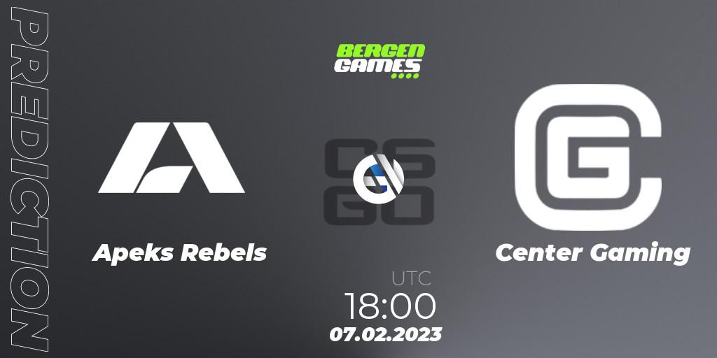 Apeks Rebels - Center Gaming: Maç tahminleri. 07.02.23, CS2 (CS:GO), Bergen Games 2023: Online Stage