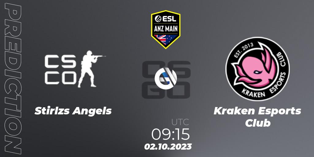 Stirlzs Angels - Kraken Esports Club: Maç tahminleri. 02.10.2023 at 09:15, Counter-Strike (CS2), ESL ANZ Main Season 17