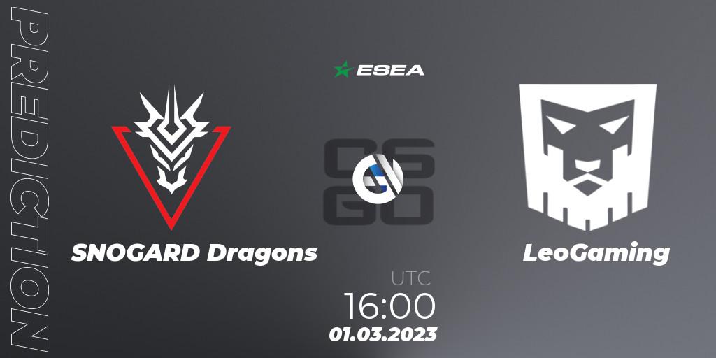SNOGARD Dragons - LeoGaming: Maç tahminleri. 01.03.23, CS2 (CS:GO), ESEA Season 44: Advanced Division - Europe